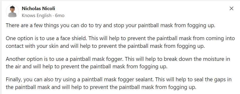 how to keep paintball mask from fogging